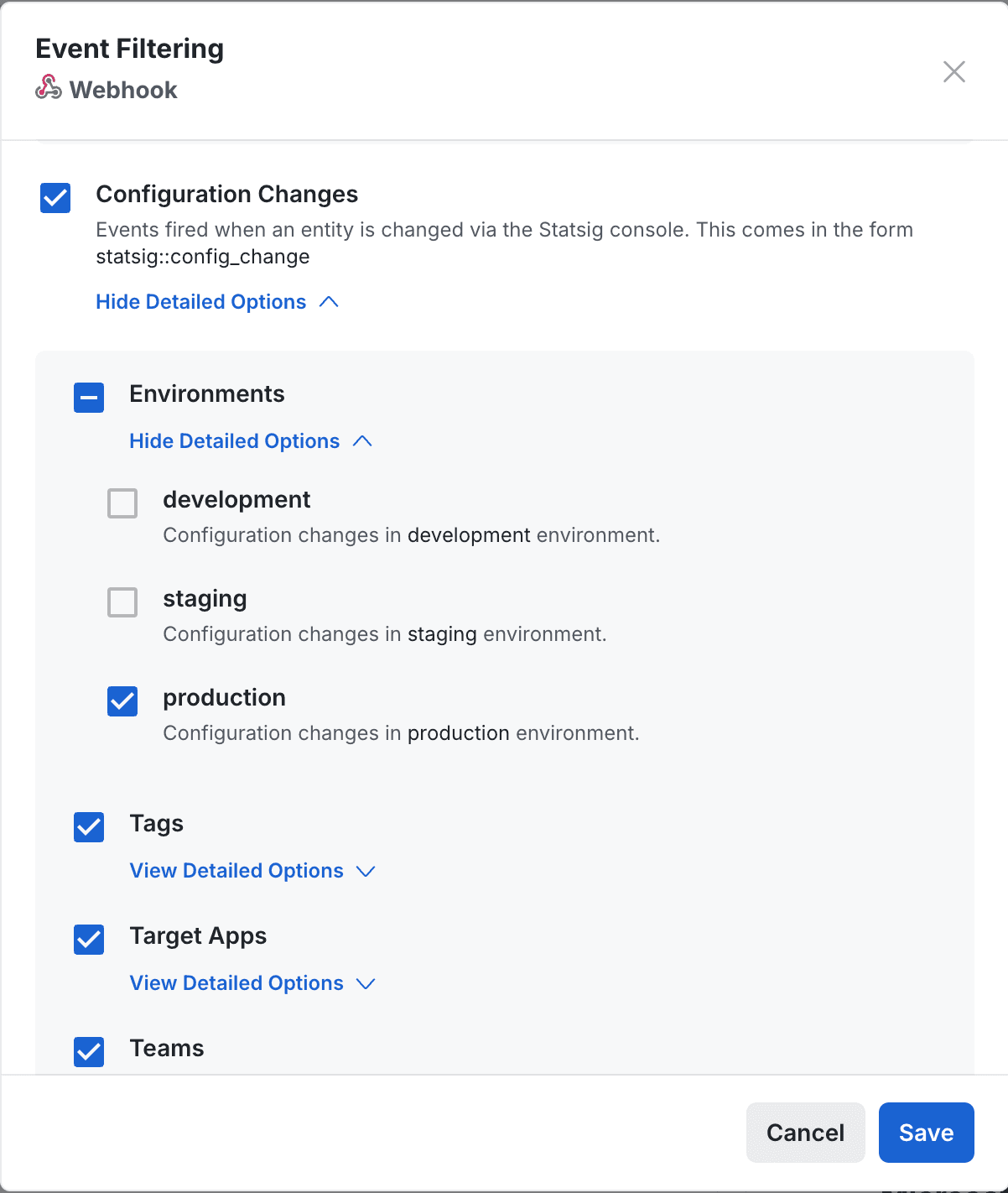 Statsig Event Filters